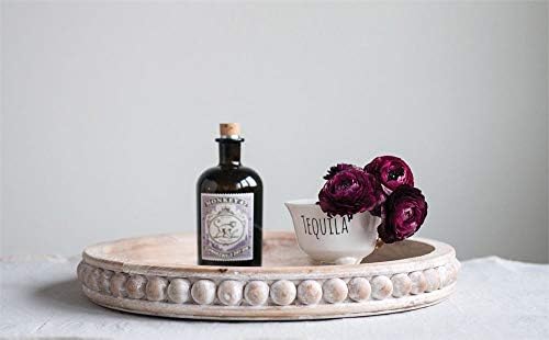 Whitewashed Round Decorative Wood Tray - Image 2