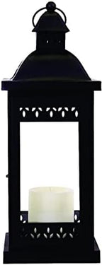 Hosley 15" Clear Glass Iron Lantern - Large Black Classic Style, Decorative Candle Holder for Weddings, Parties, Aromatherapy, Spa, LED Candles, Home Décor Gift - Image 7