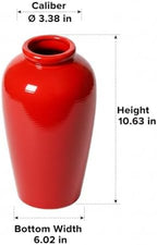 Red Ceramic Vase for Home Decor - 11 Inch Tall Modern Decorative Vase for Centerpieces, Boho Flower Vase for Pampas Grass, Christmas, Living Room, Kitchen, Fireplace, Entryway, Shelf Decor - Image 2