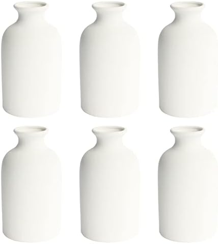 YANLING 6 Pack White Vase Small Ceramic Vases for Decor, Bud Vases by YANLING