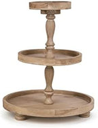 TRIPAR 22.25 Inch Natural Wood Cupcake Stand 3 Tiered Tray Stand 3 Tier Serving Tray Rustic Wooden for Dessert Table Display Farmhouse Decor by TriparInternational