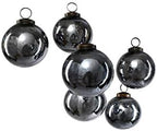 Serene Spaces Living Set of 6 Decorative Antique Platinum Mercury Glass Ball Ornament for Window Box, Ornaments for Holiday Décor, Measure 4" Tall and 3" Diameter by SereneSpacesLiving
