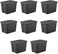 18 Gal Storage Bins 8-Pack, Plastic Totes with Snap-On Lids, Black by Unknown