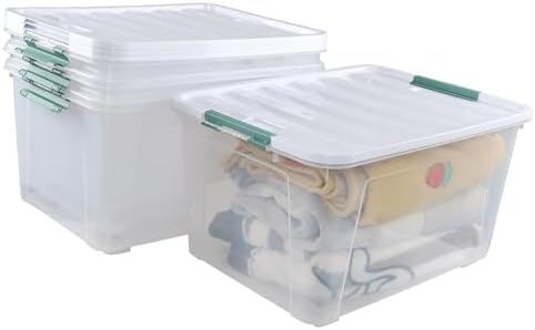4-Pack Clear 80 L Rolling Plastic Storage Bins with Latching Lids - Image 7