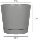 Root & Vessel Majestic Full Depth Round Cylinder Pot, Glossy Gray, 14-Inch (10140) - Image 5