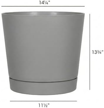 Root & Vessel Majestic Full Depth Round Cylinder Pot, Glossy Gray, 14-Inch (10140) - Image 5