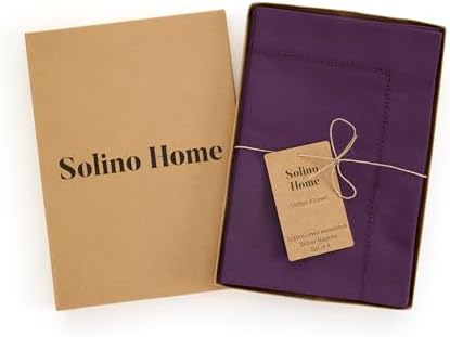 Solino Home Cotton Linen Napkins Purple Hemstitch, 20 x 20 in, Set of 4 - Image 4