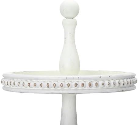 Creative Co-Op Round 3-Tier Decorative Wood Tray with Hobnail Edge, White - Image 5
