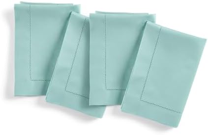 Solino Home Cotton Linen Napkins Pastel Turquoise, 20 x 20 in, Set of 4 by SolinoHome