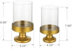 Set of 2 Glass Hurricane Candle Holders for Pillars with Metal Base in Antique Brass, Glass Candle Holder, Centerpiece, for Weddings, Dinner Parties, Dining Tables, Console Tables, Mantels - Image 2