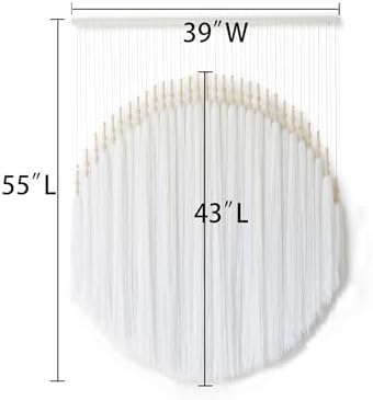 Boho Wall Decor Yarn Wall Hanging Macrame Wall Hanging Fiber Wall Art White Beads Tassel Wall Decor Boho Chic Home Decor 39" W x 55" L - Image 7