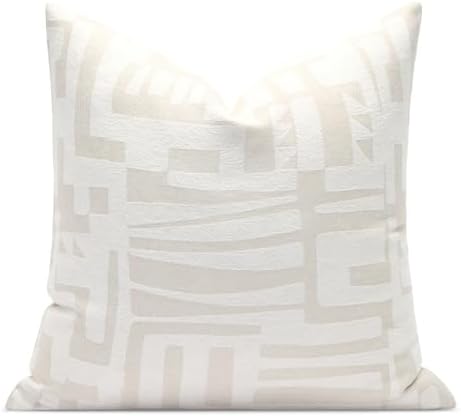Throw Pillow Cover 20x20, Double-Sided Geometric High-Density Jacquard Pillow Covers for Sofa, Bed, Rattan Chair, Bedroom, Living Room(White) by AIBUHOME