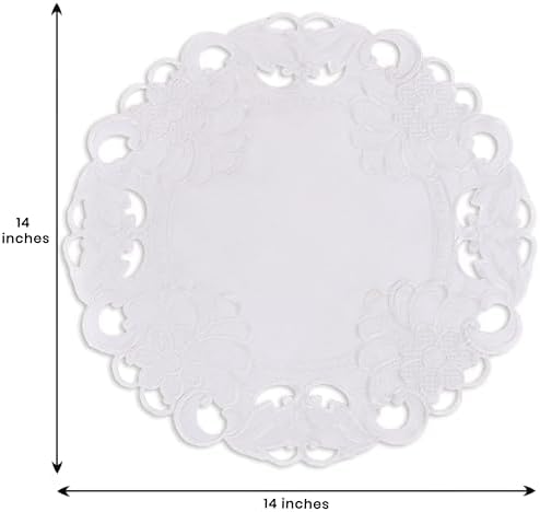 Decozen Set of 8 Doilies for Table, Lace Doilies - Rustic, Crochet, Farmhouse, Kitchen, Round Table Placemats - Valentines Day Decorations - 15 inch White, The Snow Blossom Collection - Image 6