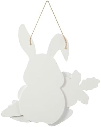 Glitzhome Happy Easter Rabbit and Carrot Hanging Sign Decor, 14" H Wooden Bunny Carrot Door Hanger with Ropes, Easter Theme Sign for Home Window Wall Farmhouse Indoor Outdoor Spring Decorations - Image 3