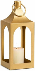 MOZEAL 15" Medium Grace Spire Hanging Lantern - Gold Heavy Metal No Glass - in/Out Use, for Centerpieces/Tables/Shelves/Hooks - Vers Event/Home - Lux Holiday Holder for Pillar/LED Lights by MOZEAL