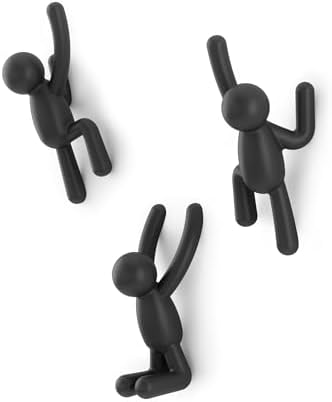 Umbra Buddy Wall Hooks, Decorative Wall Mount Coat Hooks, Set of 3, Black by Umbra