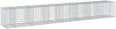 vidaXL Gabion Basket with Cover 295.3"x39.4"x39.4" Galvanized Iron - Image 7