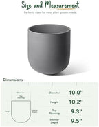 LE TAUCI 10 Inch Plant Pot, Ceramic Pots for Plants, Charcoal Gray - Image 4