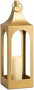 MOZEAL 25" Extra-Large Grace Spire Floor Lantern - Gold Heavy Metal No Glass - in/Out Use, for Fireplace/Patio/Entryway/Porch - Vers Event/Home - Lux Christmas Holder for Pillar/LED Lights by MOZEAL