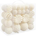 48 Pcs Velvet Christmas Ball Ornaments,Flocked Christmas Tree Decorations,Xmas Tree Decor,Hanging Balls Ornaments with Loop,Decoration for Xmas,Holiday,Wedding,Home Decor,Multi-Shape (Beige) by Syagnos