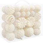 48 Pcs Velvet Christmas Ball Ornaments,Flocked Christmas Tree Decorations,Xmas Tree Decor,Hanging Balls Ornaments with Loop,Decoration for Xmas,Holiday,Wedding,Home Decor,Multi-Shape (Beige) by Syagnos