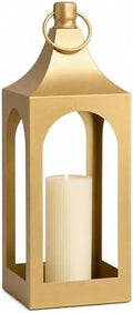MOZEAL 20" Large Grace Spire Floor Lantern - Gold Heavy Metal No Glass - in/Out Use, for Fireplace/Patio/Entryway/Porch - Vers Event/Home - Lux Holiday Holder for Pillar/LED Lights by MOZEAL