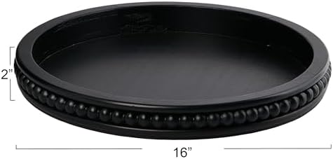 Creative Co-Op Farmhouse Decorative Round Wood Tray with Hobnail Edge, Black - Image 3