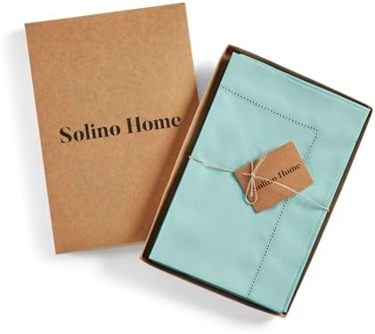 Solino Home Cotton Linen Napkins Pastel Turquoise, 20 x 20 in, Set of 4 - Image 4