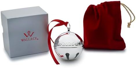 Wallace 2025 Silver-Plated Sleigh Bell Ornament 55th Edition - Cardinals and Poinsettias Holiday Collectible - Handcrafted Annual Christmas Bell with Gift Box - Image 4