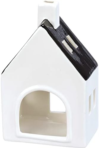 Primitives by Kathy Set of 2 Black & White House Shaped Figurines with Black Roofs - Image 3
