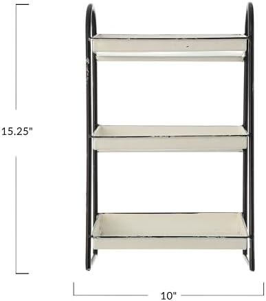 Creative Co-Op Heavily Distressed White 3-Tier Metal Tray with Black Frame & Rim - Image 3