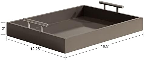 Kate and Laurel Lipton Decorative Modern Rectangular Tray, 16.5 x 12.25, Brown and Silver, Chic Serving Tray for Storage, Organization, and Display - Image 2