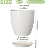 10 Inch Ceramic Planter Pot - Large Plant Pot with Drainage Hole and Saucer, Modern Round Flower Pots for Indoor Outdoor Plants, Garden Planter, White - Image 3
