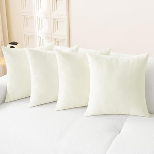 CaliTime Decorative Couch Throw Pillow Covers 18 X 18 Inches Cream by CaliTime