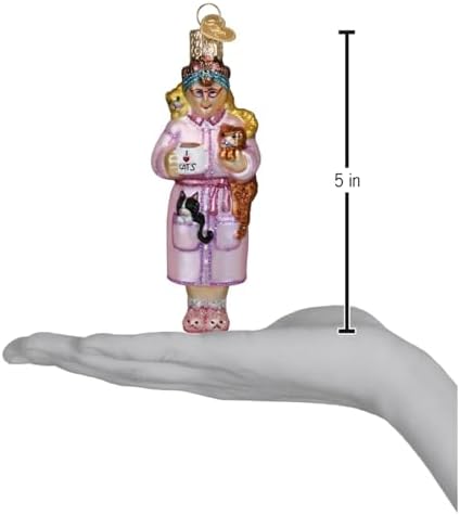 Old World Christmas Cat Lady Glass Blown Ornament for Christmas Tree, Handcrafted Holiday Decoration, Cat Collection - Image 5