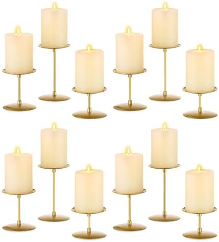 Romadedi Pillar Candle Holder Plates, Gold Centerpiece Stands, Set of 12 by ROMADEDI