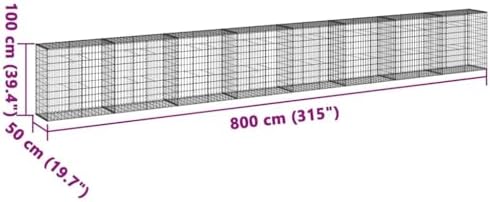 vidaXL Galvanized Iron Gabion Basket 315"x19.7"x39.4" - Utility Cage for Landscaping, Retaining Walls, Outdoor Decor - Image 3