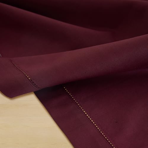 Solino Home Cotton Linen Placemats Wine Hemstitch, 14 x 19 in, Set of 4 - Image 3