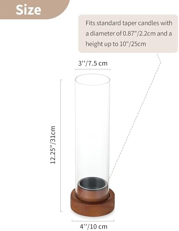NUPTIO Hurricane Glass Candle Holders with Wax Catchers, Dripless, Set of 2 - Image 5