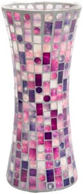 Mosaic Glass Vase, 11.8" Home Decor Flower Vase, Purple Red Vase, Handmade by Faticdorr