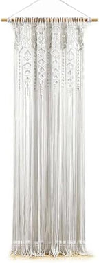 Lush Decor Boho Macrame Textured Cotton Window Curtain Panel Single 40" W x 95" L White - Macrame Curtains for Windows, Room Divider, Boho Wall Decor - Image 7