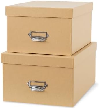 Soul & Lane - Kraft Stacking Storage Boxes with Label Holders, Set of 2 by SoulLane