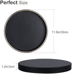 KINGFOM Round Decorative Tray for Coffee Table, PU Leather Valet Nightstand Desk Organizer for Men Women, Golden Trim Tray for Home Decor Living Room Dining Table, Perfume Trays Organizer Black - Image 3