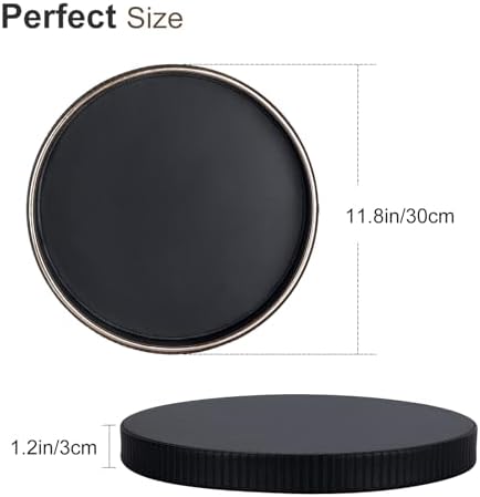 KINGFOM Round Decorative Tray for Coffee Table, PU Leather Valet Nightstand Desk Organizer for Men Women, Golden Trim Tray for Home Decor Living Room Dining Table, Perfume Trays Organizer Black - Image 3