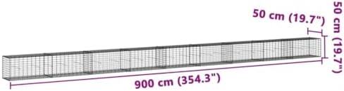 vidaXL Gabion Basket with Cover 354.3"x19.7"x19.7" Galvanized Iron - Image 3