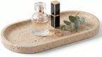 YKAJO Yellow Travertine Oval Marble Tray, 9.8x4.7 Vanity Perfume Organizer by YKAJO