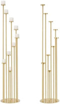 2Pcs Gold 9-Arm Floor Candle Holders for Pillar Candles,44inches Tall by WeddingPartyDecoration