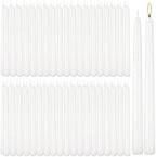 100-Pack White Taper Candles - 10 Inch 8-Hour Burn Time Dinner Candles, Smokeless Dripless Unscented for Wedding, Party, Home Decor | Bulk Household Candles for Candlesticks & Centerpieces by HELLY