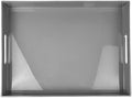 Grey Decorative Tray, Rectangular Large Serving Tray with Handles, Plastic Coffee Table Tray for Ottoman, Living Room, Kitchen Tabletop, 15.7” x 11.8” x1.6” by Umisriro