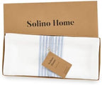 Solino Home 100% Linen Table Runner, 14 x 120 in, Blue and White Striped - Image 5